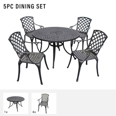 Image showing  5 pc. Sedona Cast Aluminum Dining Set, 46 in., KOD6002BK