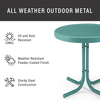Image showing  Retro Round Metal Patio Side Table, Caribbean Blue