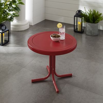 Crosley Retro Metal Patio Side Table, Coral Red