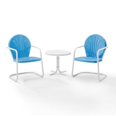 Image showing  3 pc. Griffith Metal Seating Set, Includes 2 Armchairs and Side Table, White