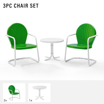 Image showing  3 pc. Griffith Metal Seating Set, Includes 2 Armchairs and Side Table, White
