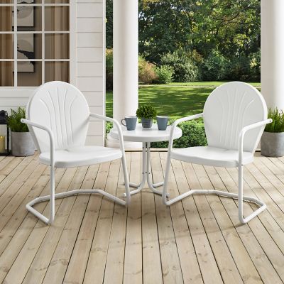 Image showing 1 th Crosley 3 pc. Griffith Metal Seating Set, Includes 2 Armchairs and Side Table, White