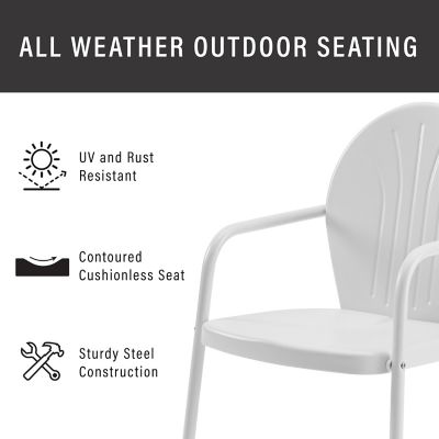 Image showing 2 th Crosley 3 pc. Griffith Metal Seating Set, Includes 2 Armchairs and Side Table, White