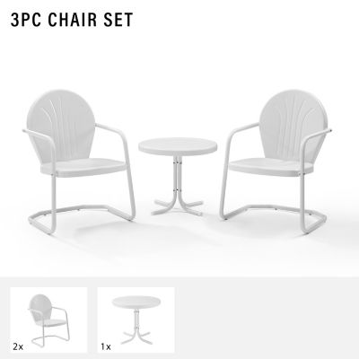 Image showing 3 th Crosley 3 pc. Griffith Metal Seating Set, Includes 2 Armchairs and Side Table, White