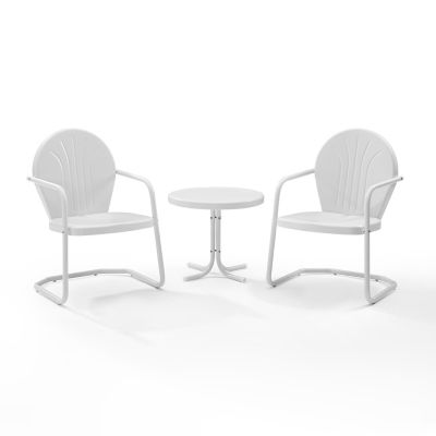 Image showing 4 th Crosley 3 pc. Griffith Metal Seating Set, Includes 2 Armchairs and Side Table, White