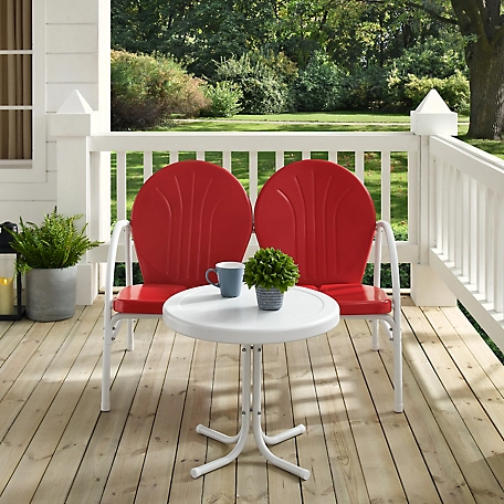 Crosley 2 pc. Griffith Metal Seating Set, Red