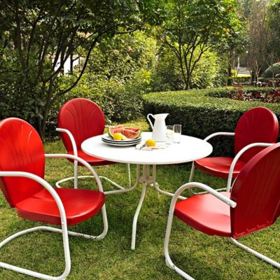 Crosley 5 pc. Griffith Metal Outdoor Dining Set, 40 in., KOD1003WH metal table and chair set