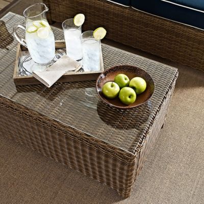 Image showing  Bradenton Wicker Glass Top Table, Brown