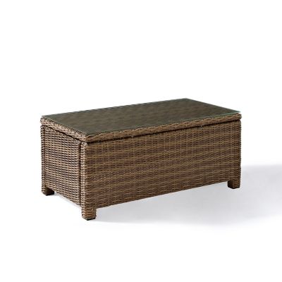 Image showing  Bradenton Wicker Glass Top Table, Brown