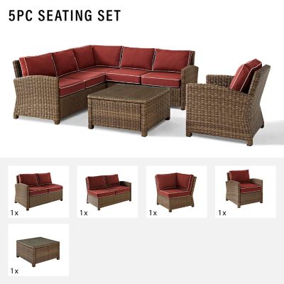 Image showing 4 th Crosley 5 pc. Bradenton Sectional Wicker Seating Set