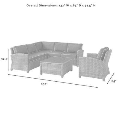 Image showing 8 th Crosley 5 pc. Bradenton Sectional Wicker Seating Set