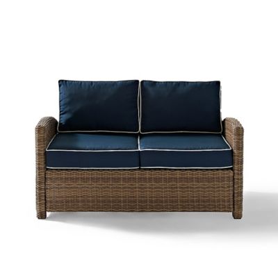 Image showing  Bradenton Outdoor Wicker Loveseat, Navy