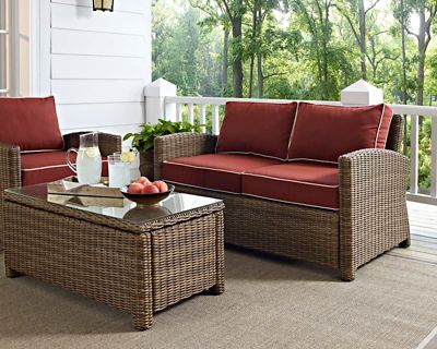 Crosley Bradenton Outdoor Wicker Loveseat, Red