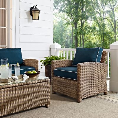 Crosley Bradenton Outdoor Wicker Arm Chair, Navy