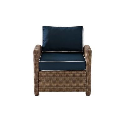 Image showing 1 th Crosley Bradenton Outdoor Wicker Arm Chair, Navy