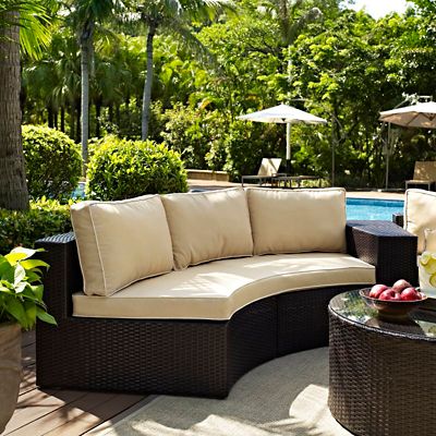 Crosley Catalina Wicker Round Outdoor Sectional Sofa