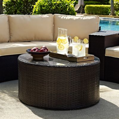 Crosley Catalina Wicker Round Patio Coffee Table