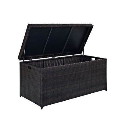 Image showing  Palm Harbor Outdoor Wicker Storage Bin, 5 in. x 52 in. x 25 in., Fits Cushions Up to 24 sq. in., Brown