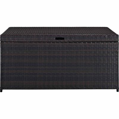 Image showing  Palm Harbor Outdoor Wicker Storage Bin, 5 in. x 52 in. x 25 in., Fits Cushions Up to 24 sq. in., Brown