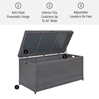 Image showing 6 th Crosley Palm Harbor Outdoor Wicker Storage Bin, 5 x 52 x 25in., Fits Cushions Up to 24 sq. in., Brown