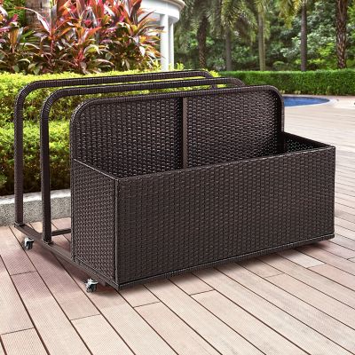 Crosley Palm Harbor Outdoor Wicker Float Storage Caddy, 37.5 in. x 44 in. x 29.5 in., Brown