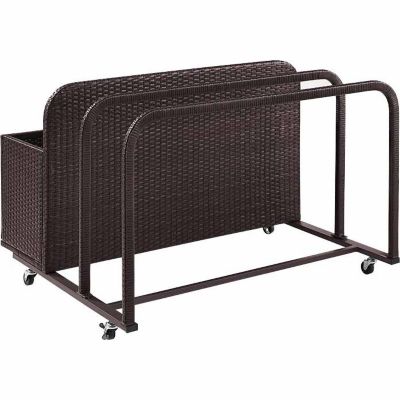 Image showing  Palm Harbor Outdoor Float Wicker Storage Caddy, 37.5 in. x 44 in. x 29.5 in., Brown