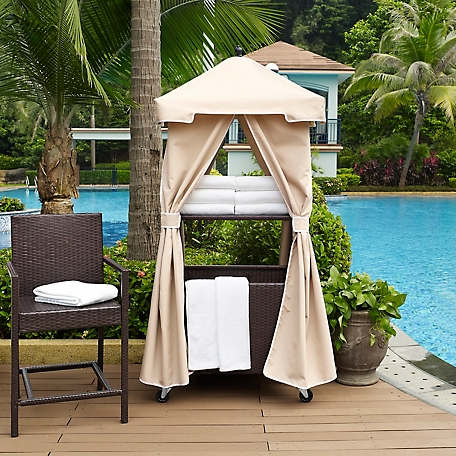 Crosley Palm Harbor Outdoor Wicker Towel Valet with Sand Cover, 31.5 in. D x 35.5 in. W x 79.75 in. H