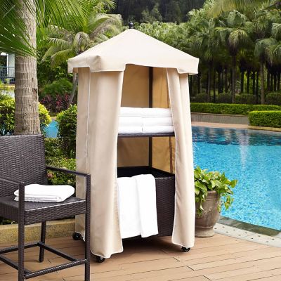 Image showing  Palm Harbor Outdoor Wicker Towel Valet with Sand Cover, 31.5 in. x 35.5 in. x 79.75 in.