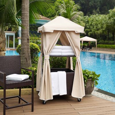 Image showing  Palm Harbor Outdoor Wicker Towel Valet with Sand Cover, 31.5 in. x 35.5 in. x 79.75 in.