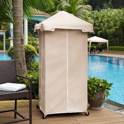 Image showing  Palm Harbor Outdoor Wicker Towel Valet with Sand Cover, 31.5 in. x 35.5 in. x 79.75 in.