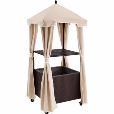 Image showing  Palm Harbor Outdoor Wicker Towel Valet with Sand Cover, 31.5 in. x 35.5 in. x 79.75 in.