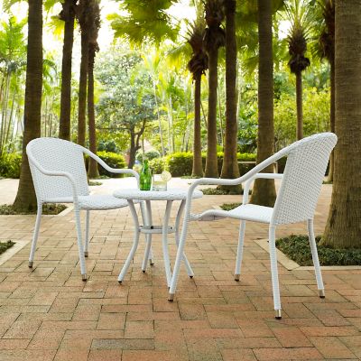 Crosley 3 pc. Palm Harbor Wicker Cafe Seating Set, White