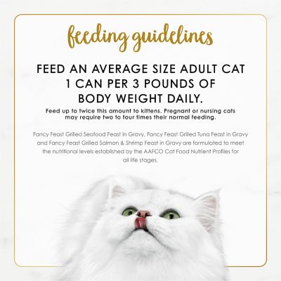 Image showing 6 th Purina Fancy Feast All Life Stages Grilled Seafood, Tuna, Salmon and Shrimp in Gravy Wet Cat Food Variety Pack., 3 oz., 30 Cans