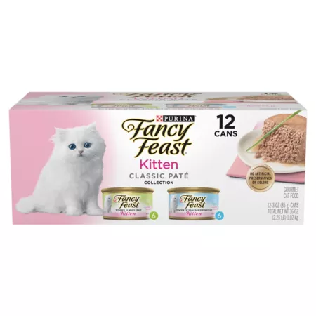 Fancy Feast Kitten Collection Grain-Free Turkey and White Fish Patties for Cats Wet Food Variety Pack 3 oz Pack of 12 Cans Wet Cat Food