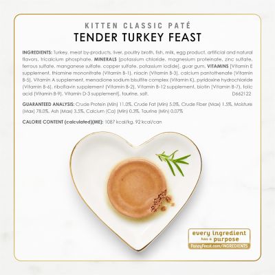 Image showing 6 th Purina Fancy Feast Kitten Grain-Free Turkey and Whitefish Pate Collection Wet Cat Food Variety pk., 3 oz., Pack of 12 Cans