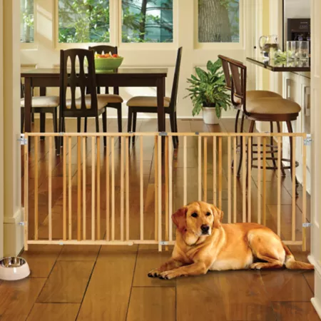 MyPet Extra-Wide Pivoting Wooden Pet Gate 27" 60" to 103" Width Pet Gates