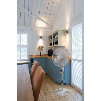 Image showing  16 in. 3-Speed Remote Control Stand Fan, 1,045 CFM, White
