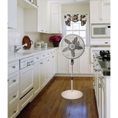 Image showing  18 in. Adjustable Elegance and Performance Pedestal Fan with Remote Control, White