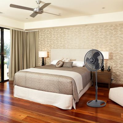 Image showing  16 in. Oscillating Stand Fan, Black