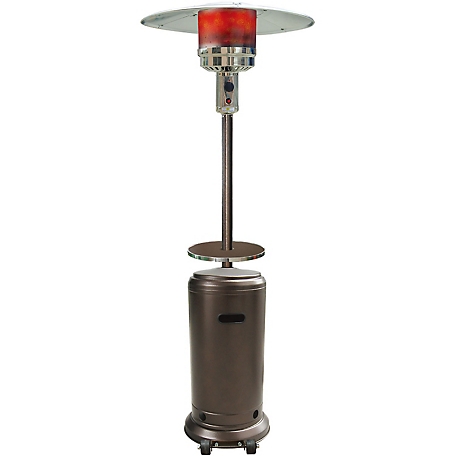 Hanover 7-Ft. Tall 48,000 BTU Propane Umbrella Patio Heater with Wheels for Outdoor Events and Entertaining in Hammered Bronze