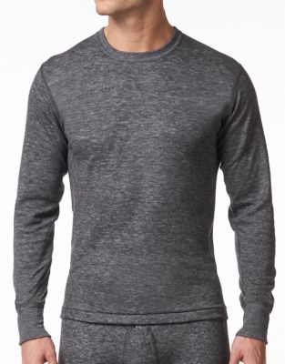 Stanfield's Men's Long-Sleeve Double Layer Wool Blend Base Layer Shirt, Charcoal Mix