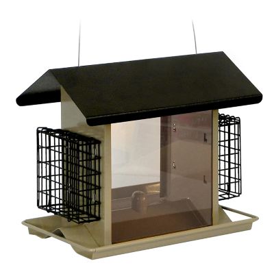 More Birds Hopper Bird Feeder with Suet Holders, 8.37 lb., 2 Suet Cake Capacity, Large I’m using the feeder for sunflower seeds and during a recent cold snap both feeder trays froze