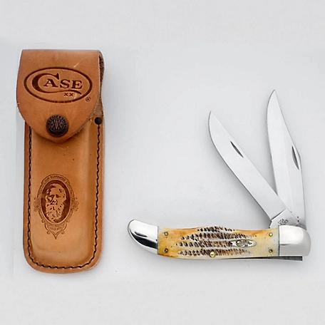 Case Cutlery 4.13 in. Case 6.5 BoneStag Folding Hunter Pocket Knife with Sheath
