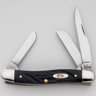 Case Cutlery 2.56 in. Rough Jigged Synthetic Medium Stockman Pocket Knife, Black