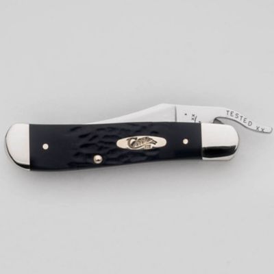 Image showing  2.69 in. Rough Jigged Synthetic RussLock Pocket Knife, Black