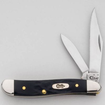 Case Cutlery 2.13 in. Rough Jigged Synthetic Peanut Pocket Knife, Black