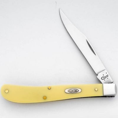 Case Cutlery 3.25 in. Smooth Synthetic Slimline Trapper Pocket Knife, Yellow