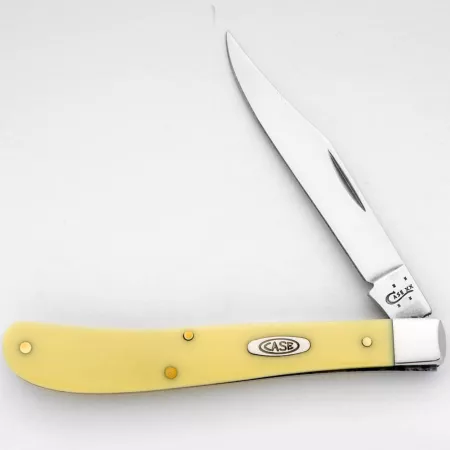 Case Cutlery 3.25 in Smooth Synthetic Trapper Pocket Knife Yellow Knives