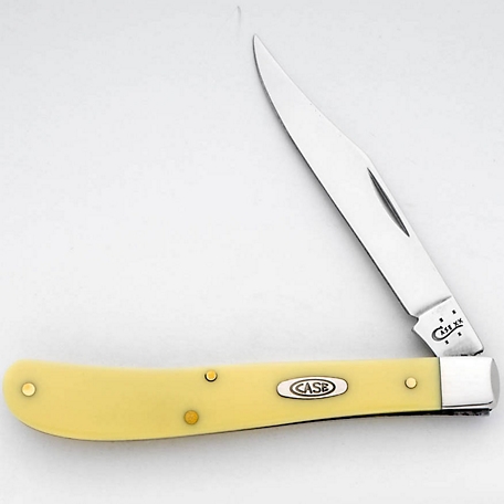 Case Cutlery 3.25 in. Smooth Synthetic Slimline Trapper Pocket Knife, Yellow