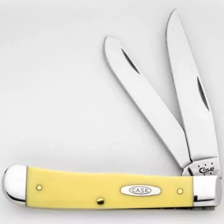 Case Cutlery 3.25 in Smooth Synthetic Trapper Pocket Knife Yellow Knives